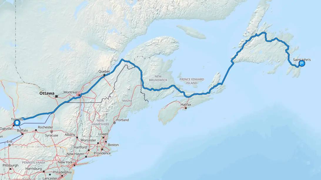 Toronto to St. John’s vehicle shipping
