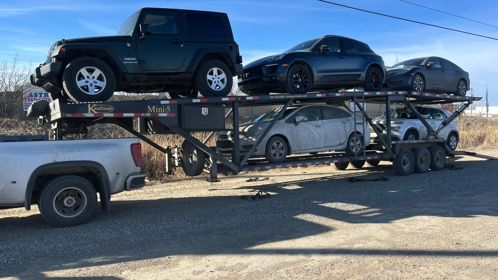 Vehicle being transported from Brampton to London via Highway 401