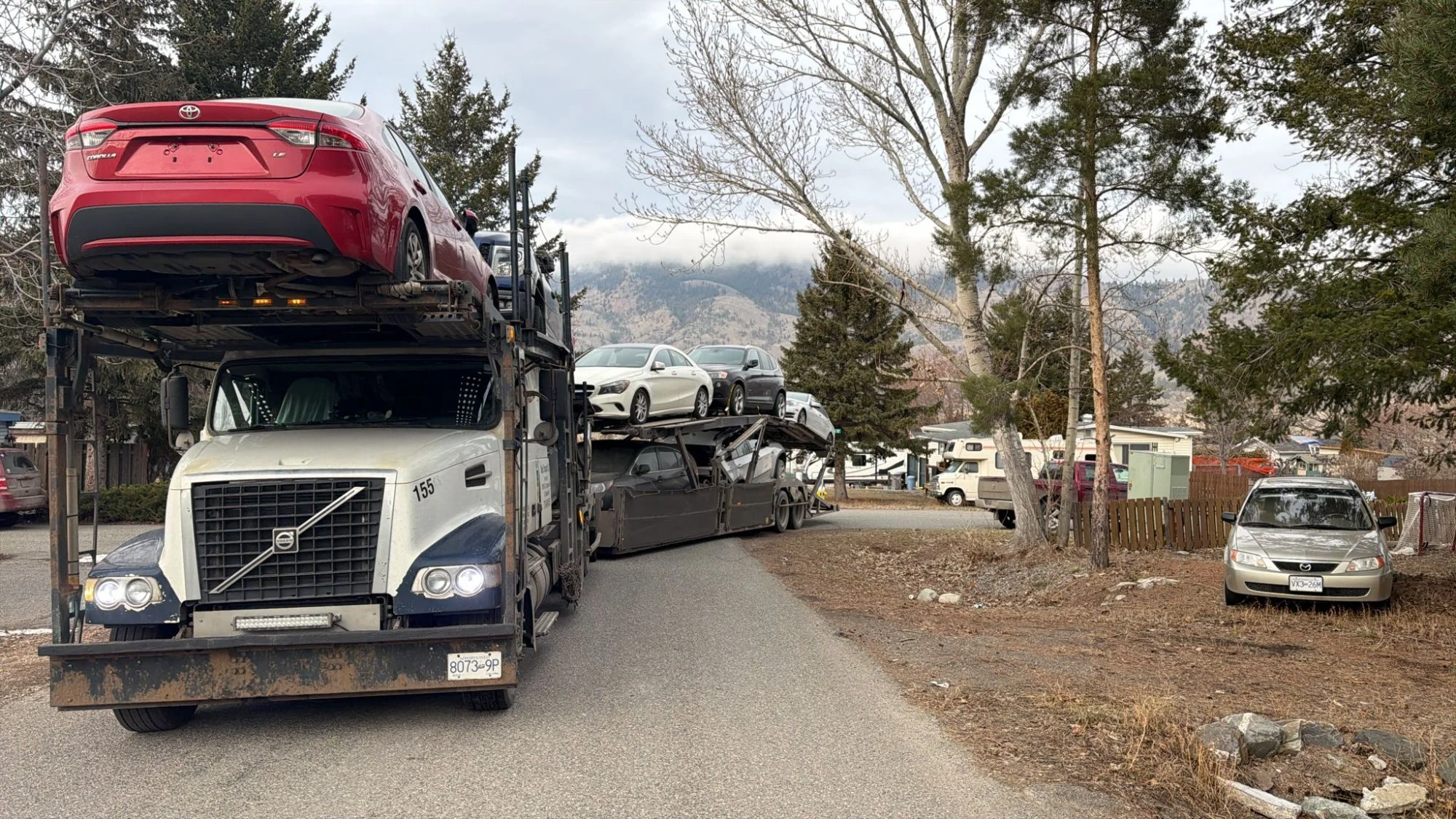 Vehicle being transported from Brampton to Regina across the Ontario and prairie corridor
