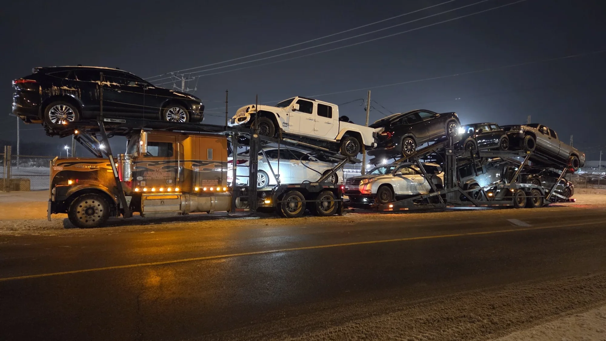 Vehicle being transported from Brampton to Saskatoon across the Ontario and prairie corridor