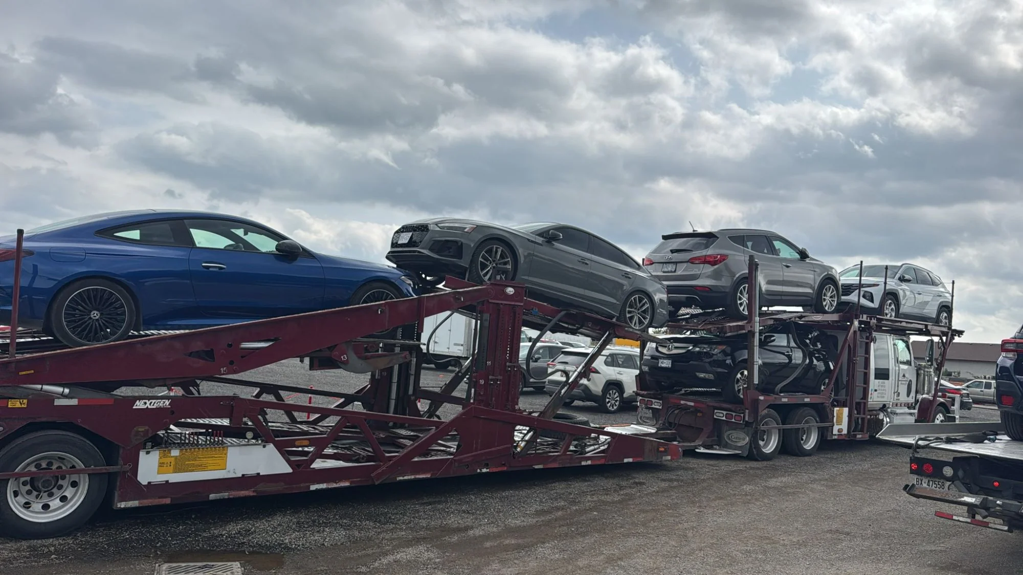 Vehicle being transported from Burnaby to Edmonton through the Rocky Mountain corridor