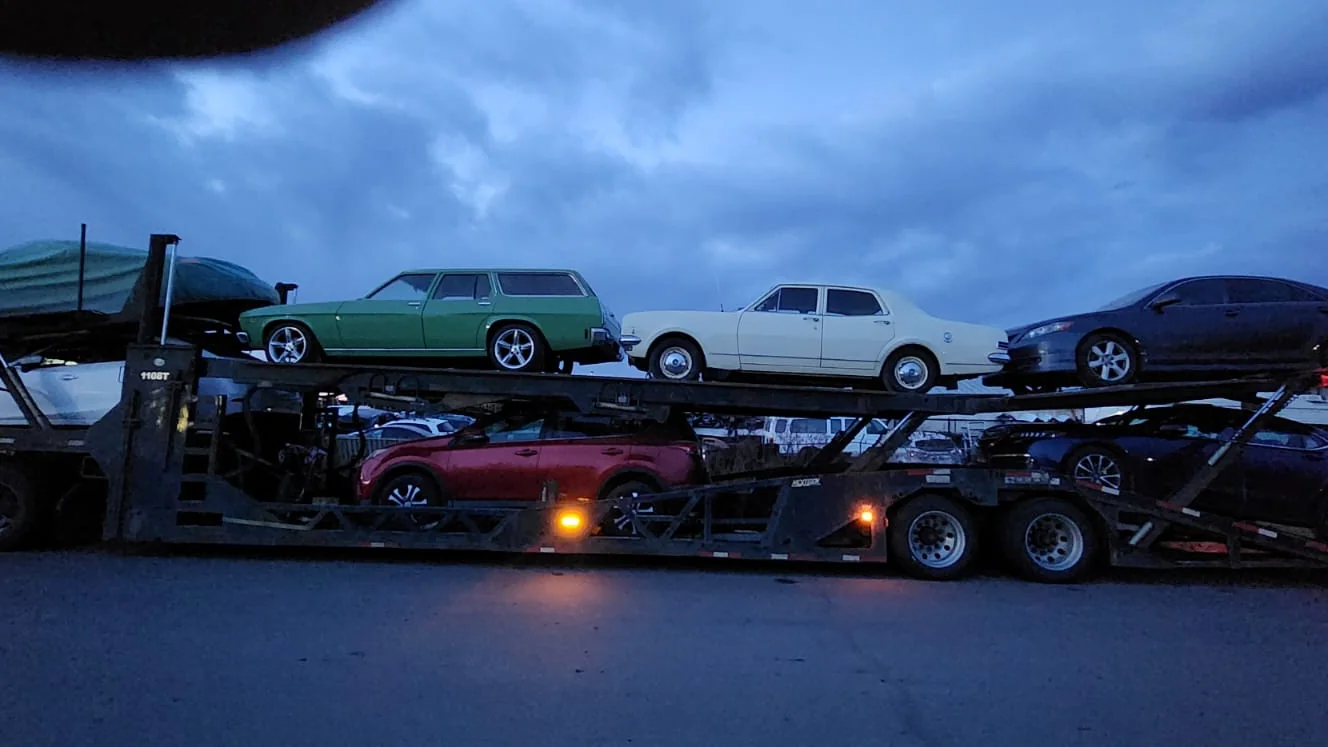 Vehicle being transported from Burnaby to Kelowna through the Coquihalla and Okanagan Connector