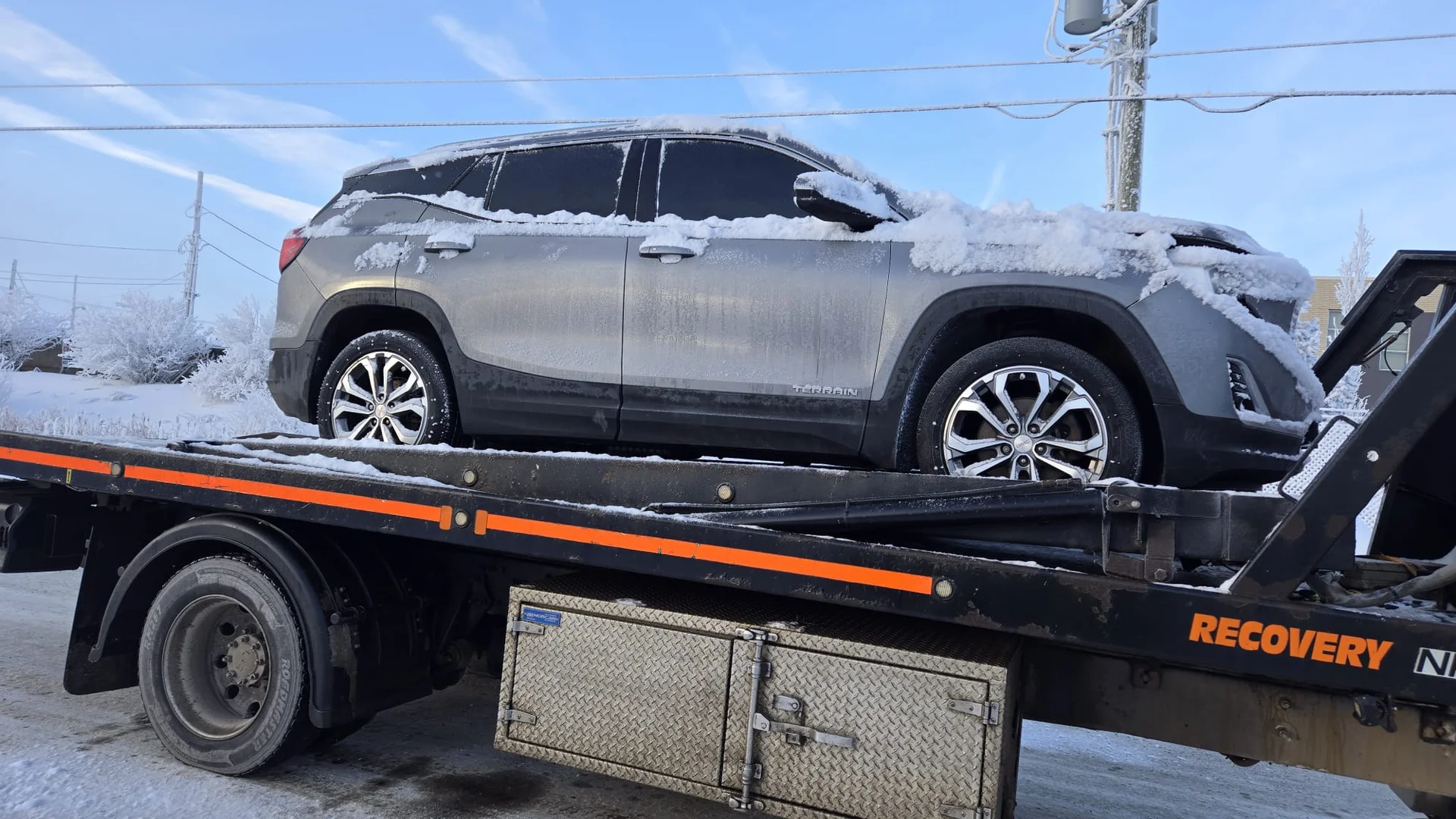 Vehicle being transported from Calgary to Vaughan across the Prairies and Canadian Shield