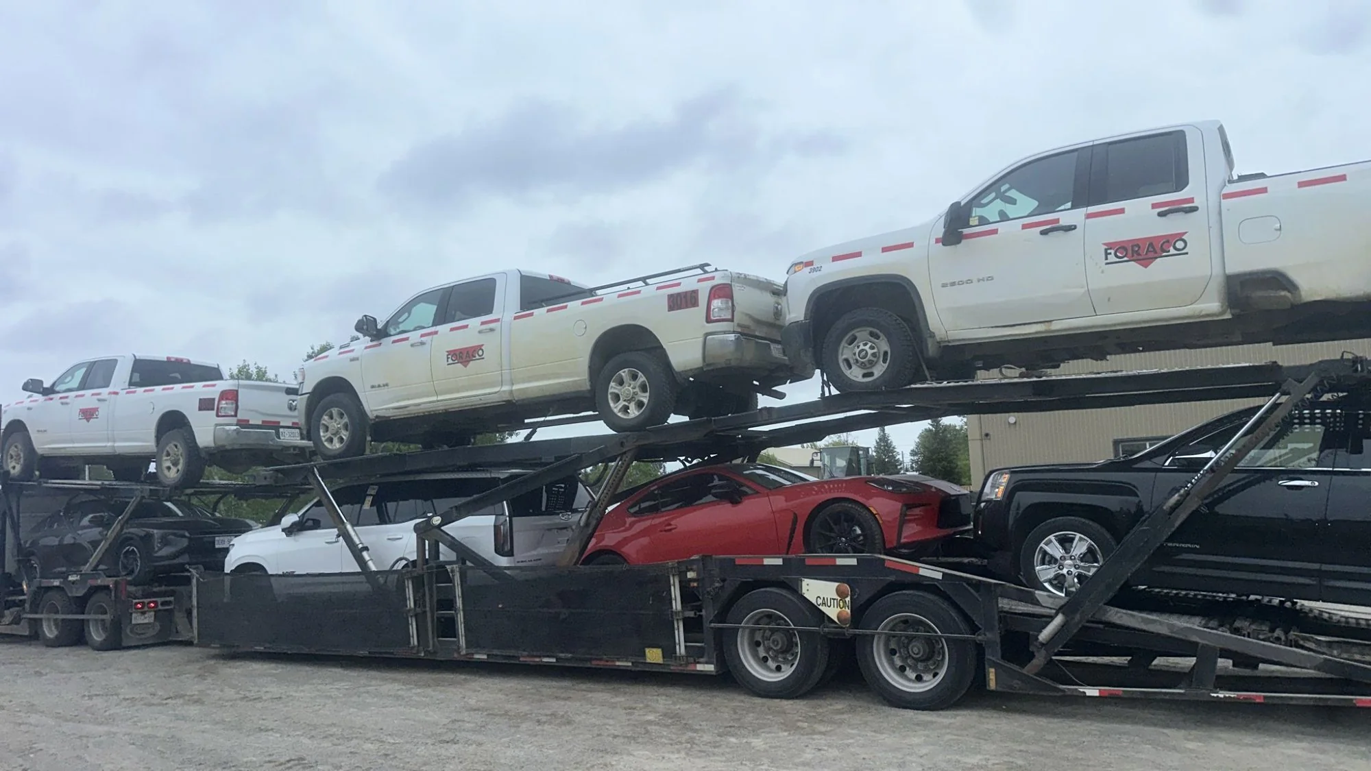 Vehicle being loaded for transport from Chicago to Calgary