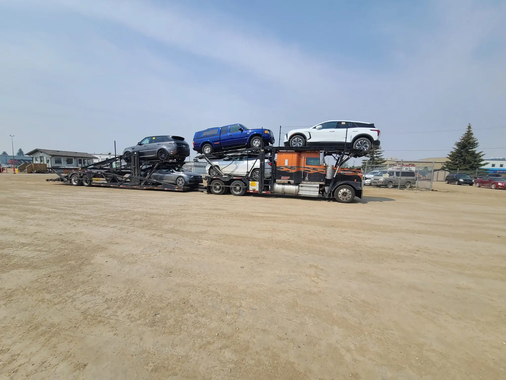 Transport truck on highway from Edmonton to Vancouver