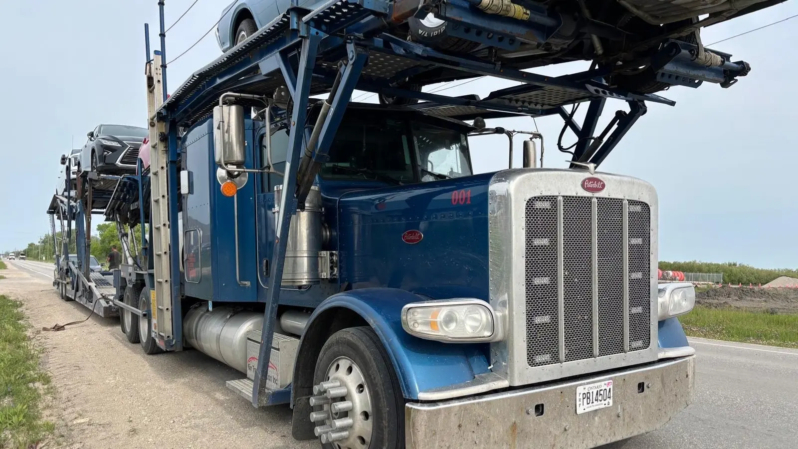 Transport truck leaving Edmonton toward Saskatoon
