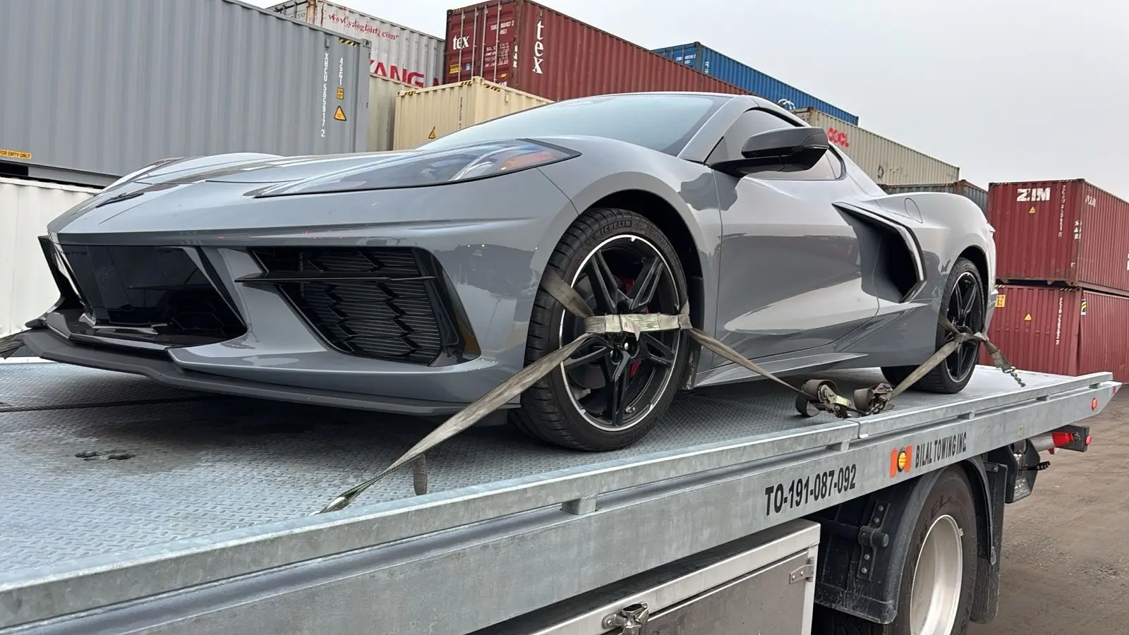 Vehicle being loaded for transport from Halifax to Miami
