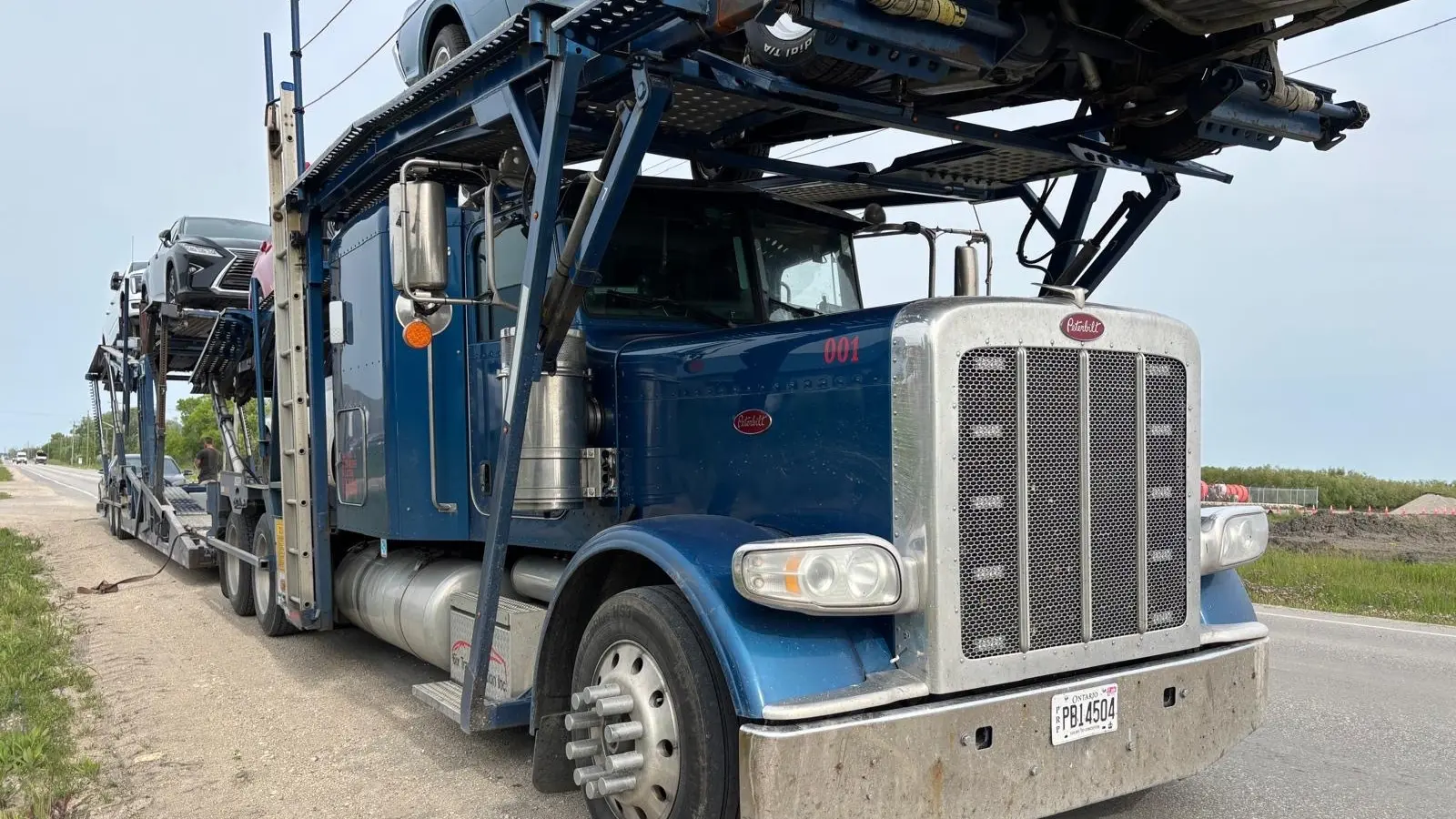 Auto hauler on its way from Halifax to Quebec