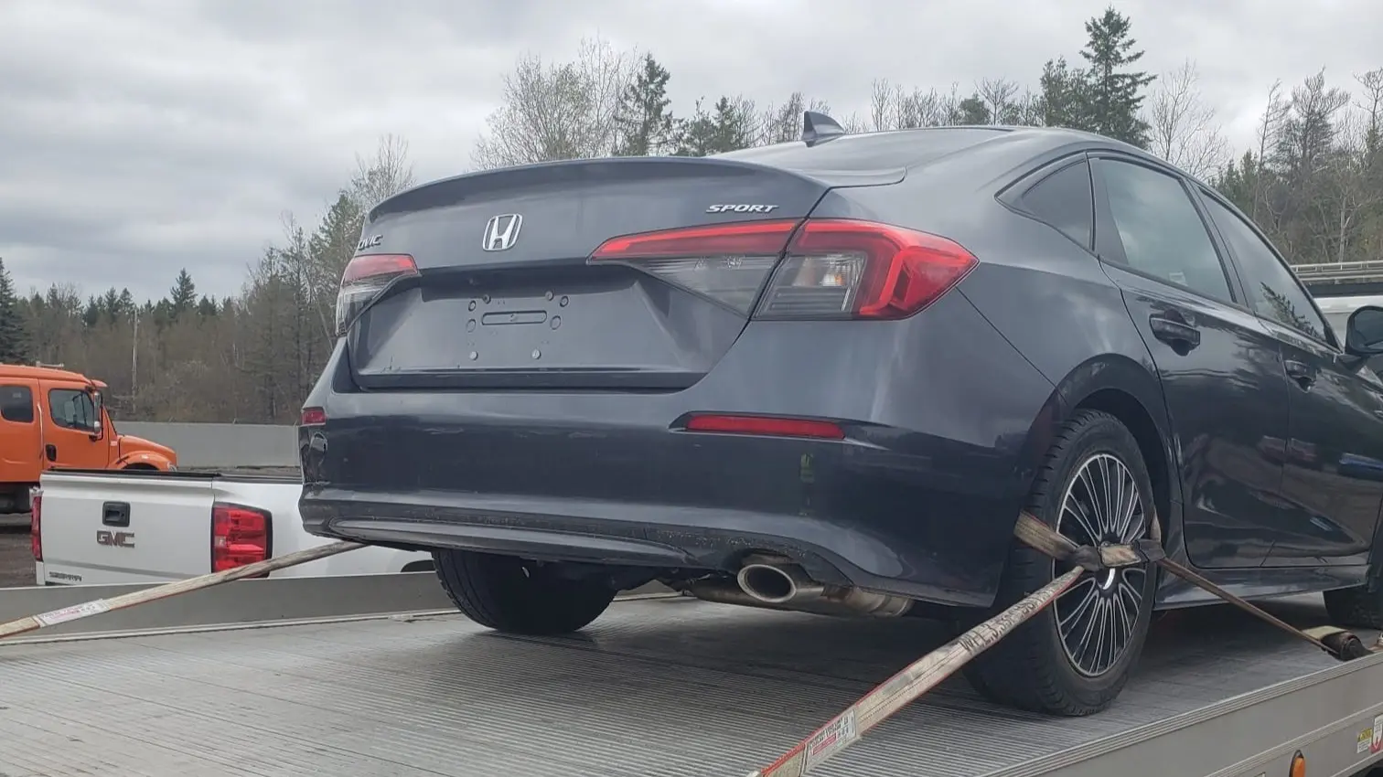 Car carrier crossing Canada from east to west