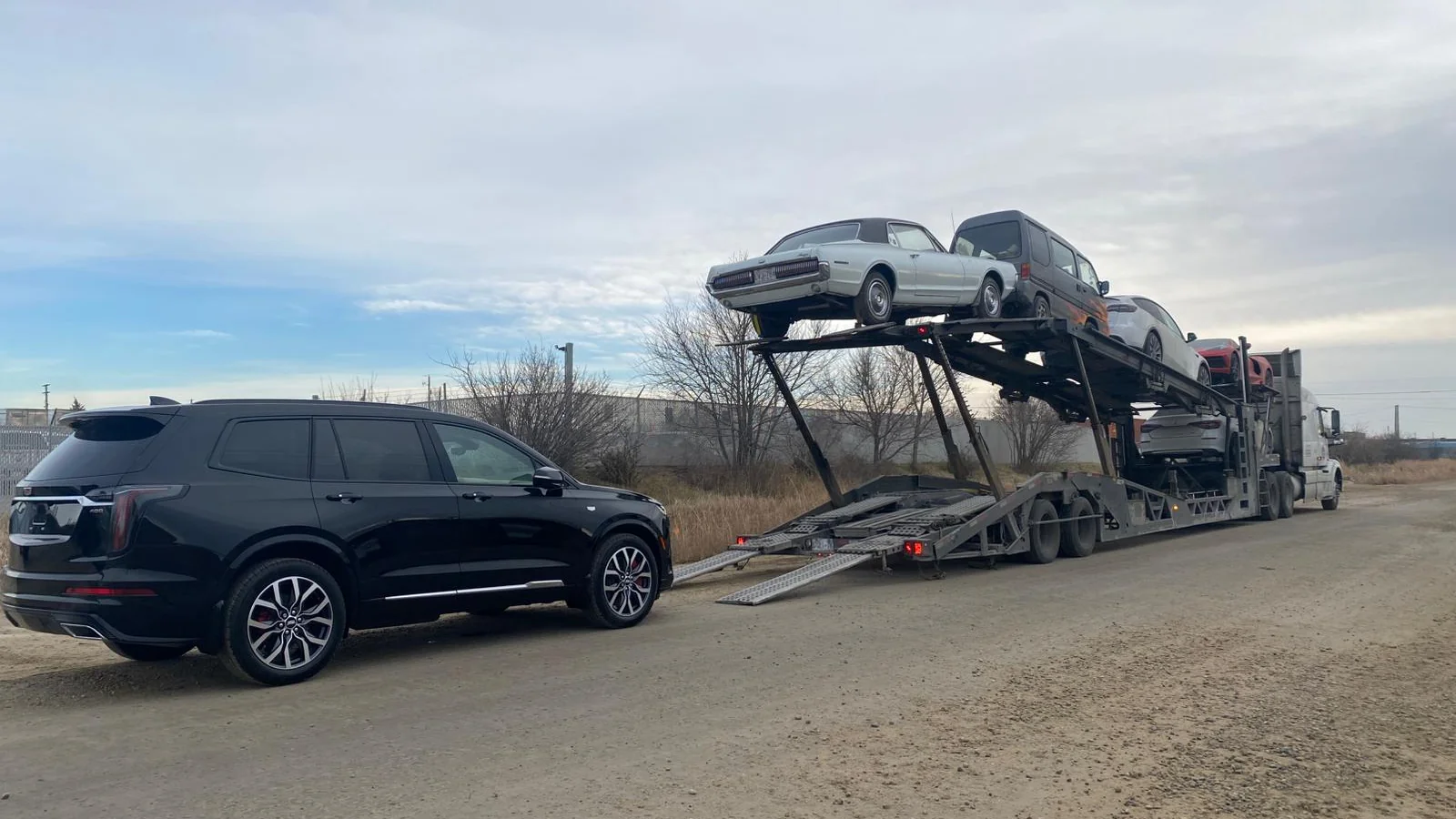 Vehicle being loaded for transport from Vancouver to Houston